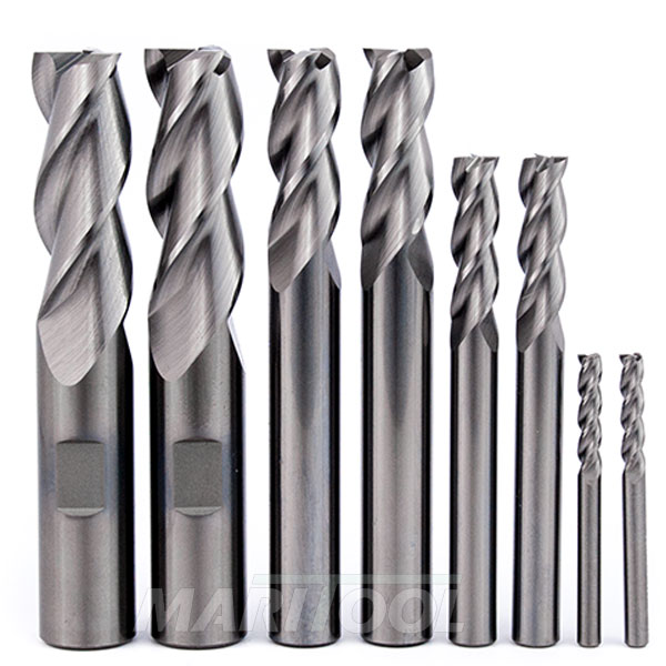 8 Piece Kit Square End 3 Flute High Helix End Mills MariTool