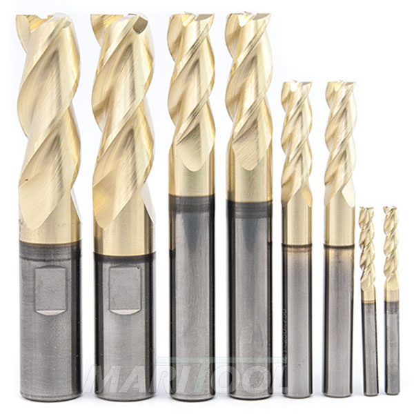 8 Piece Kit Square End 3 Flute High Helix ZrN End Mills MariTool