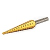 HSS TiN Coated Step Drill 1/8-1/2 Diameter In 13 Steps, 1/4 Shank