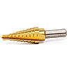 HSS TiN Coated Step Drill 1/4-3/4 Diameter in 9 Steps, 3/8 Shank