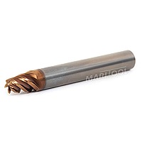 MariTool .210 Tip dia 5 flute Tapered End Mill With .400 loc and Corner Chamfer SiC Coated