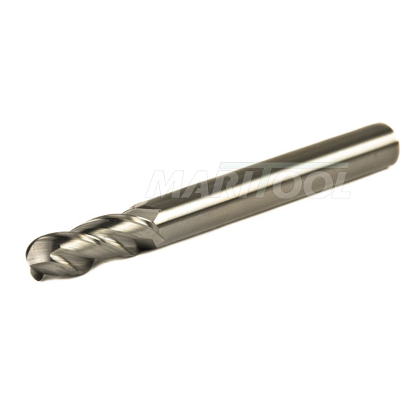 Ball End 3 Length Pack of 1 TiAlN Coated 4 Flute 30 Degrees Helix 5/32 Cutting Diameter 0.438 Cutting Length Bassett MDE-4B Series Solid Carbide General Purpose End Mill 