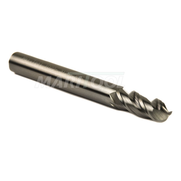 1/2" 3 Flute Ball Nose Carbide End Mill 37° Helix For Aluminum With ZRN Coating