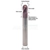 .3125 (5/16) 4 Flute Ball Carbide Hard Milling End Mill .500 loc PVD