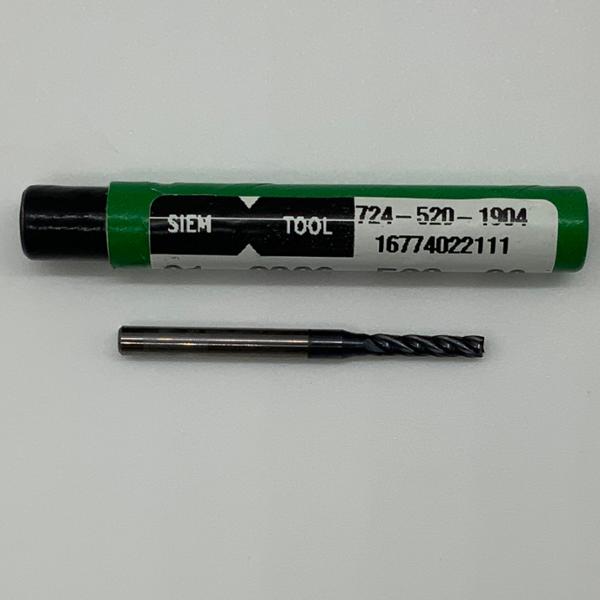 Siem Solid Carbide 4 Flute Endmill .0937 (3/32) Cutting Dia X .42 Flute Length