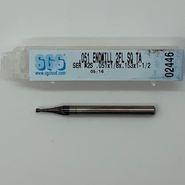 SGS Solid Carbide 2 Flute Endmill .051 Cutting Dia X .153 Flute Length