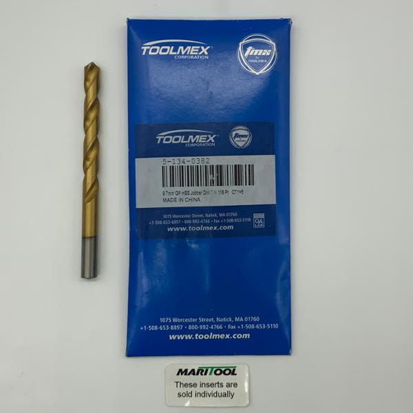 ToolMex HSS 2 Flute Drill .3819 (9.7mm) Cutting Dia X 2.93 Flute Length