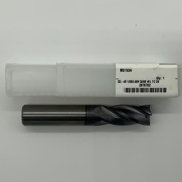Widia Solid Carbide 4 Flute Endmill .5000 (1/2”) Cutting Dia X 1.0 Flute Length With .02” Corner Radius