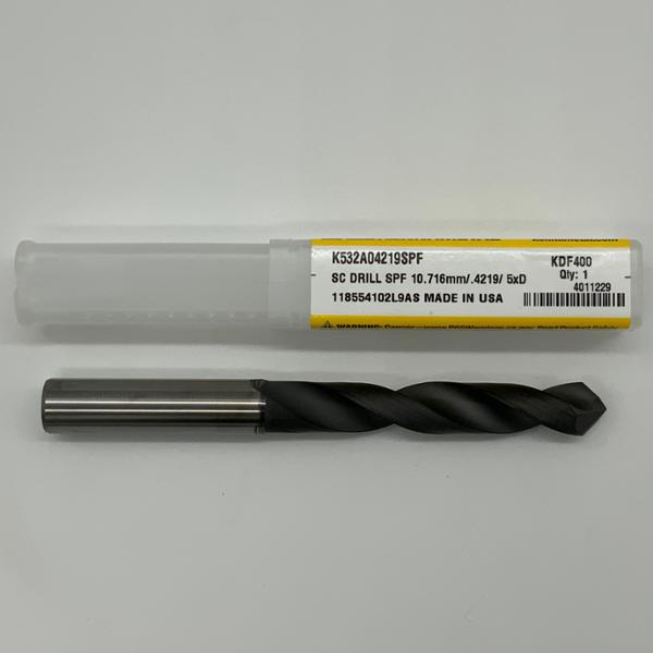 Kennametal Solid Carbide 2 Flute Drill .4219 (10.716mm) Cutting Dia X 2.55 Flute Length