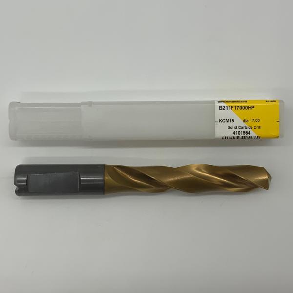 Kennametal Solid Carbide 2 Flute Drill .6693 (17mm) Cutting Dia X 3.35 Flute Length Coolant Thru