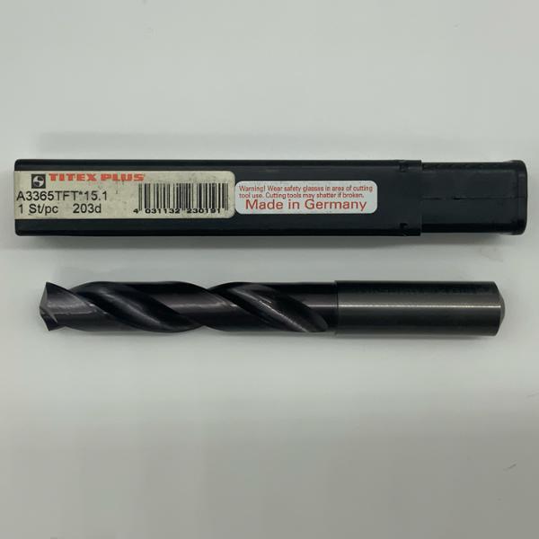 Titex Solid Carbide 2 Flute Drill .5945 (15.10mm) Cutting Dia X 2.70 Flute Length