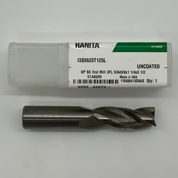 Widia Solid Carbide 3 Flute Endmill .6250 (5/8”) Cutting Dia X 1.25 Flute Length