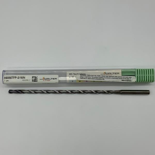 Walter Solid Carbide 2 Flute Drill .1875 (3/16) Cutting Dia X 5.40 Flute Length Coolant Thru