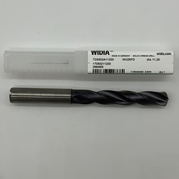 Kyocera Solid Carbide 2 Flute Drill .4409 (11.2mm) Cutting Dia X 2.56 Flute Length Coolant Thru