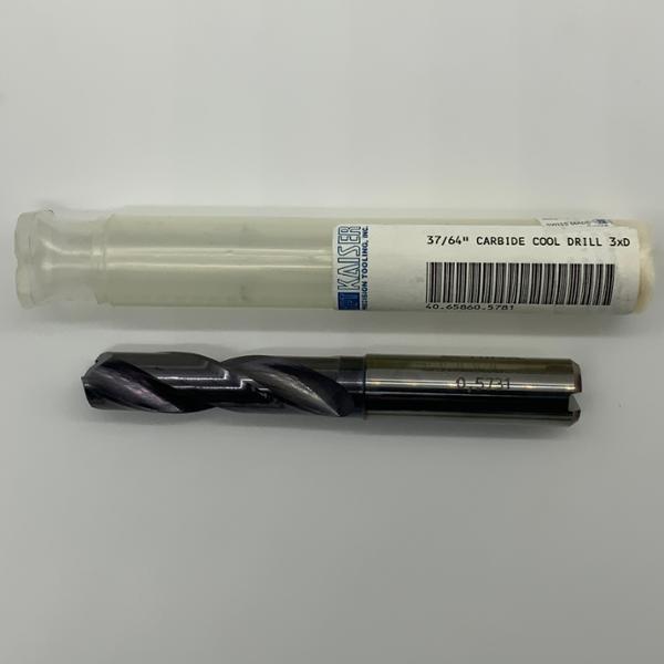 Sphinx Solid Carbide 2 Flute Drill .5781 (37/64”) Cutting Dia X 2.03 Flute Length Coolant Thru