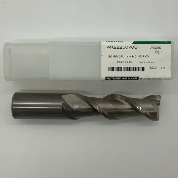 Widia Solid Carbide 2 Flute Endmill 1.000 (25.4mm) Cutting Dia X 3.0 Flute Length With .03” Corner Radius