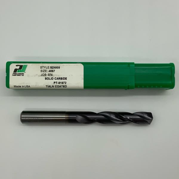 Precision Twist Solid Carbide 2 Flute Drill .4688 (15/32”) Cutting Dia X 2.15 Flute Length