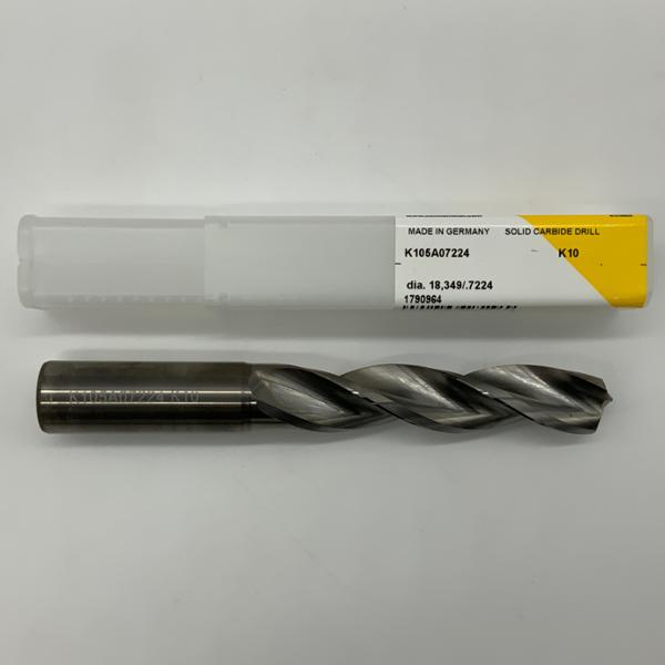 Kennametal Solid Carbide 3 Flute Drill .7224 (18.349mm) Cutting Dia X 3.71 Flute Length