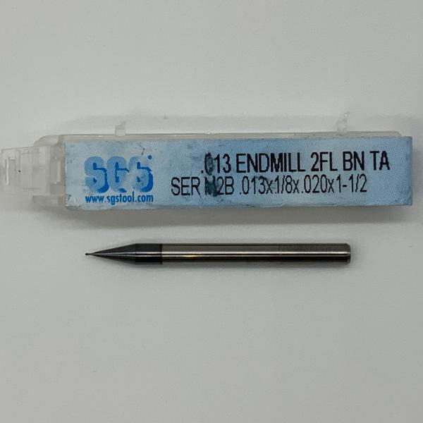 SGS Solid Carbide 2 Flute Ball Endmill .013 Cutting Dia X .020 Flute Length