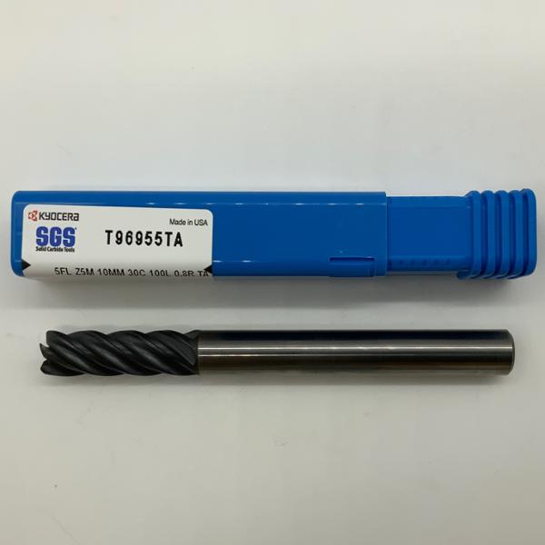 Kyocera Solid Carbide 5 Flute Endmill .3937 (10mm) Cutting Dia X 30mm Flute Length With .8mm Corner Radius