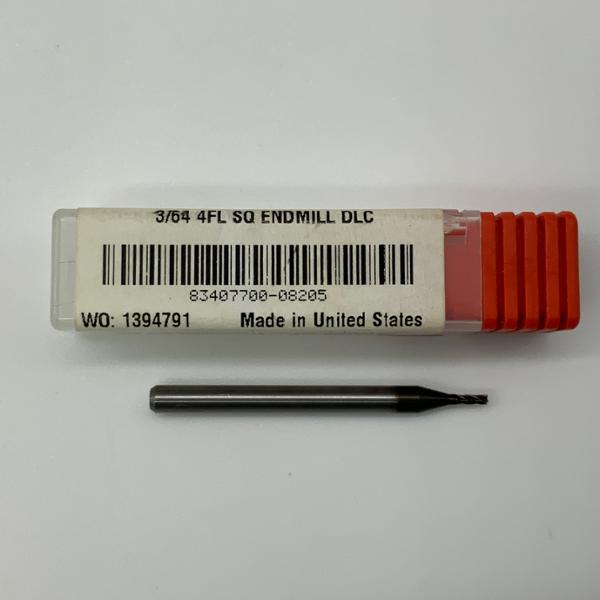 Kyocera Solid Carbide 4 Flute Endmill .0469 (3/64”) Cutting Dia X .14 Flute Length