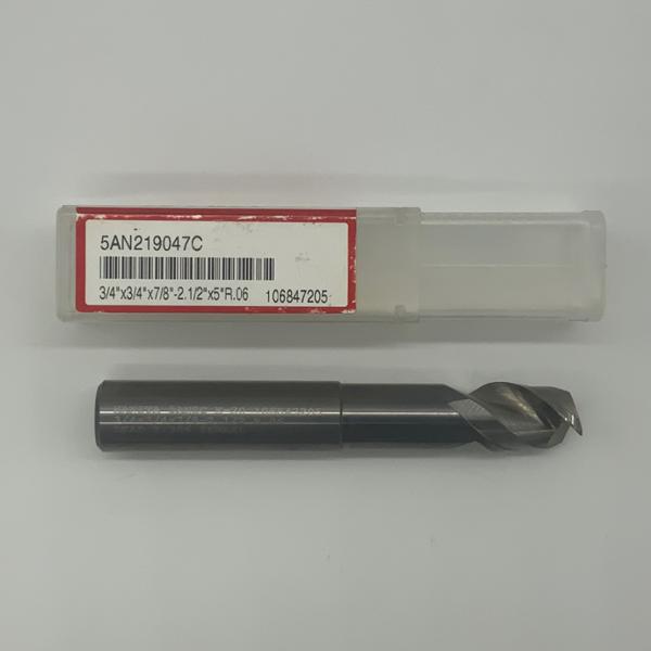 Hanita Solid Carbide Necked 2 Flute Endmill .7500 (3/4”) Cutting Dia X .88 Flute Length With .06” Corner Radius