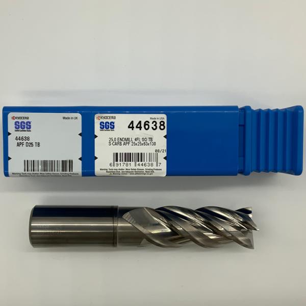 Kyocera Solid Carbide Necked 4 Flute Endmill .9843 (25mm) Cutting Dia X 63mm Flute Length With Coolant Thru