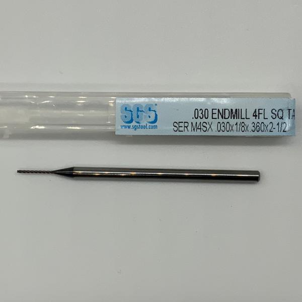 SGS Solid Carbide 4 Flute Endmill .030 Cutting Dia X .360 Flute Length