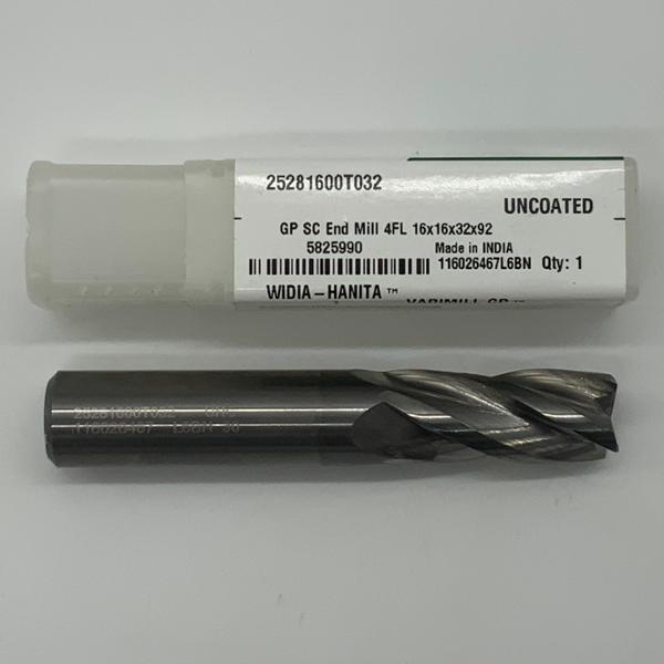 Widia Solid Carbide 4 Flute Endmill .6299 (16mm) Cutting Dia X 1.25 Flute Length With .01” Corner Chamfer