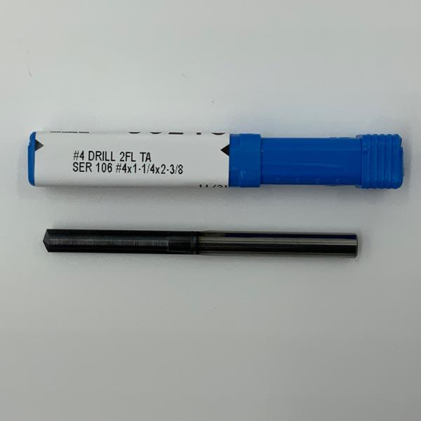 Kyocera Solid Carbide 2 Flute Straight Flute Drill .2090 (#4) Cutting Dia X 1.1 Flute Length