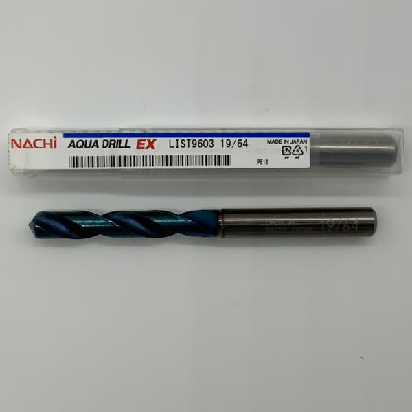 Nachi Solid Carbide 2 Flute Drill .2969 (19/64) Cutting Dia X 1.89 Flute Length