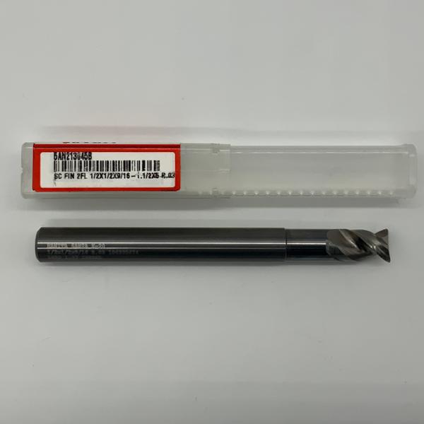 Hanita Solid Carbide Necked 2 Flute Endmill .5000 (1/2”) Cutting Dia X .56 Flute Length With .03” Corner Radius