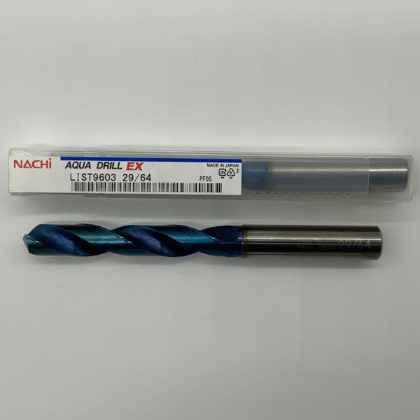 Nachi Solid Carbide 2 Flute Drill .4531 (29/64) Cutting Dia x 2.87 Flute Length