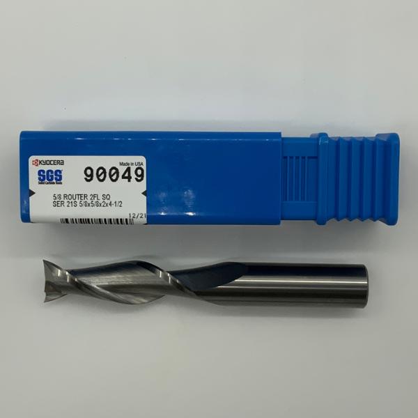 Kyocera Solid Carbide 2 Flute Router Bit 5/8 Cutting Dia X 2.0 Flute Length