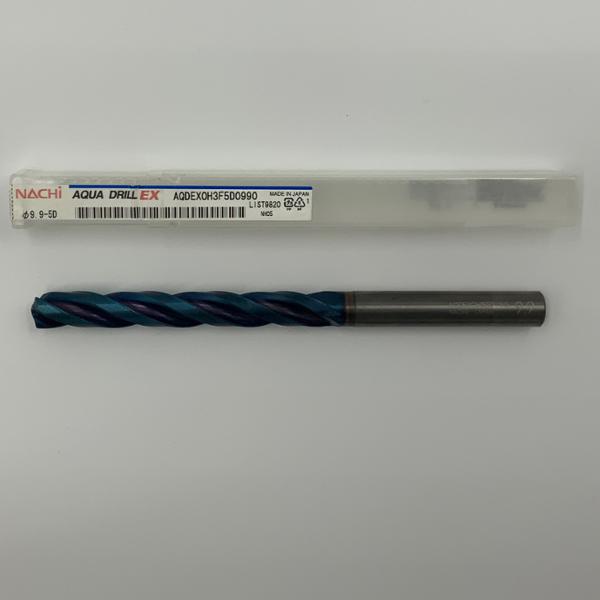 Nachi Solid Carbide 3 Flute Drill .3898 (9.9mm) Cutting Dia X 3.15 Flute Length Coolant Thru
