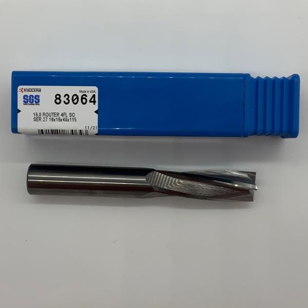 Kyocera Solid Carbide 4 Flute Router .6299 (16mm) Cutting Dia X 48mm Flute Length