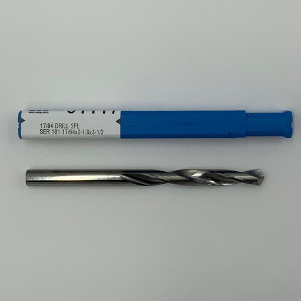 Kyocera Solid Carbide 2 Flute Drill .2656 (17/64) Cutting Dia X 1.84 Flute Length