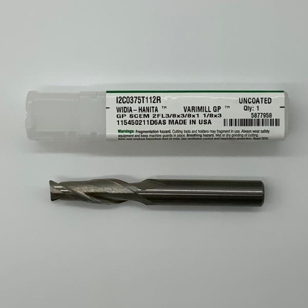 Widia Solid Carbide 2 Flute Endmill .3750 (3/8”) Cutting Dia X 1.13 Flute Length With .02 Corner Chamfer