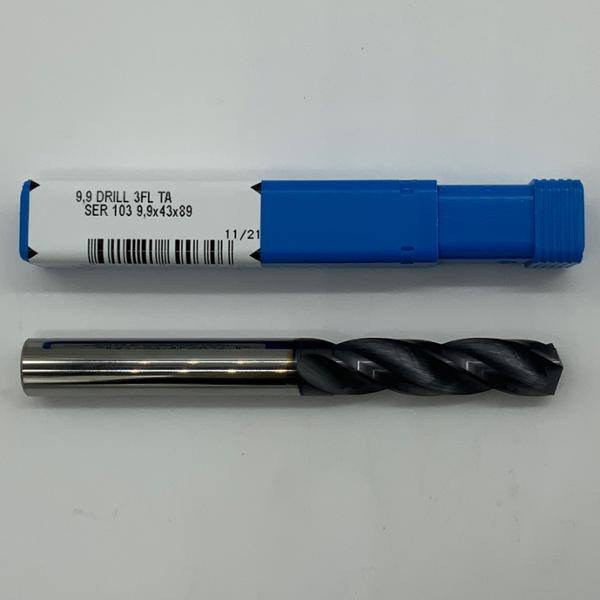 Kyocera Solid Carbide 3 Flute Drill .3898 (9.9mm) Cutting Dia X 1.4 Flute Length
