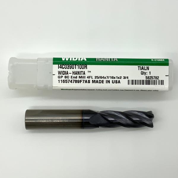 Widia Solid Carbide 4 Flute Endmill .3906 (25/64”) Cutting Dia X 1.0 Flute Length With .02 Corner Chamfer