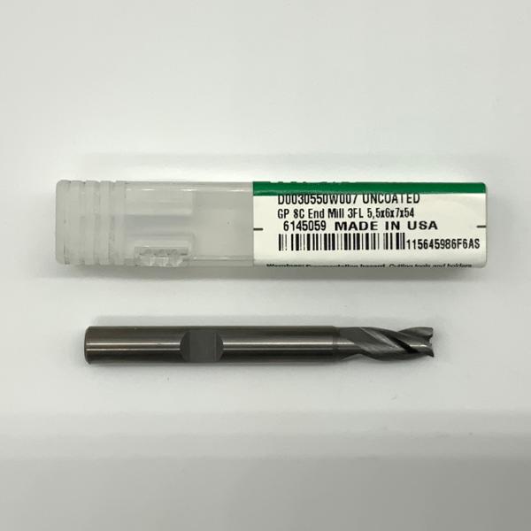 Widia Solid Carbide 3 Flute Endmill .2165 (5.5mm) Cutting Dia X .28 Flute Length With .008 Corner Radius