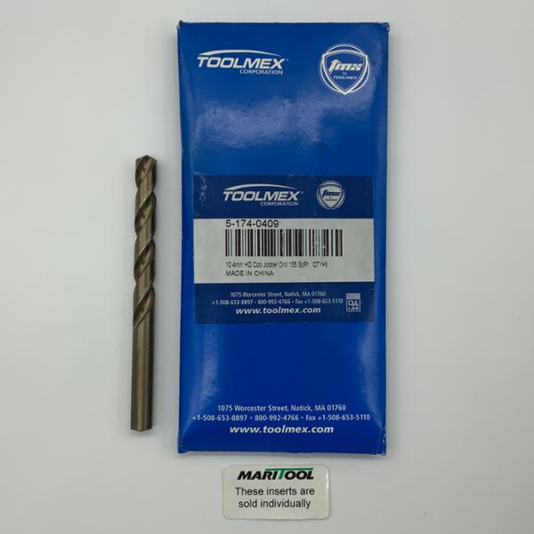 ToolMex HSS 2 Flute Drill .4094 (10.4mm) Cutting Dia X 2.90 Flute Length