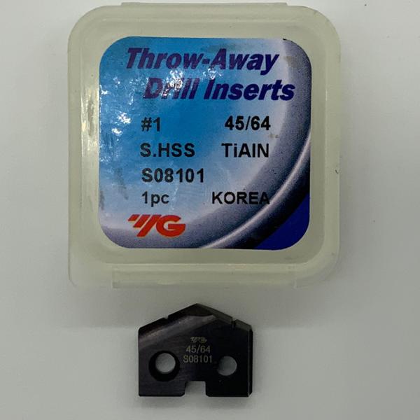 YG-1 45/64 SPADE DRILL INSERT #1 BODY S08101 HSS TIALN