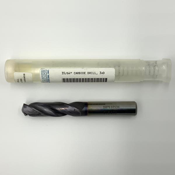 Sphinx Solid Carbide 2 Flute Drill .5469 (35/64”) Cutting Dia X 1.98 Flute Length