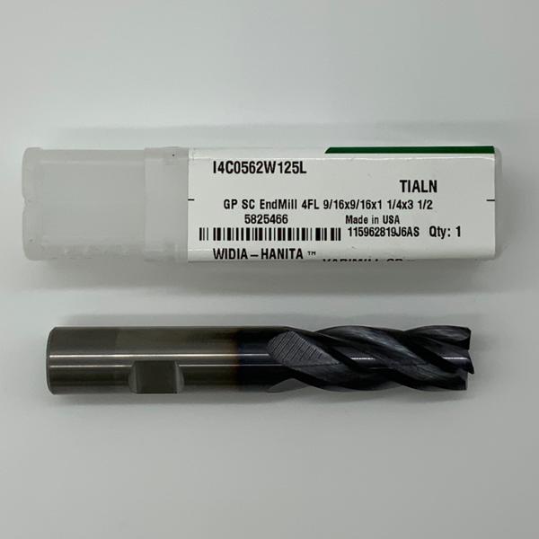 Widia Solid Carbide 4 Flute Endmill .5625 (9/16”) Cutting Dia X 1.25 Flute Length With .02 Corner Chamfer