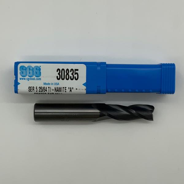 SGS Solid Carbide 3 Flute Endmill .3906 (25/64) Cutting Dia X 1.0 Flute Length