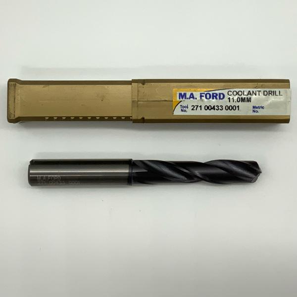MA Ford Solid Carbide 2 Flute Drill .4331 (11.0mm) Cutting Dia X 1.9 Flute Length Coolant Thru