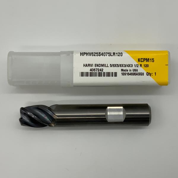 Kennametal Solid Carbide 4 Flute Endmill .6250 (5/8”) Cutting Dia X .75 Flute Length With .120” Corner Radius