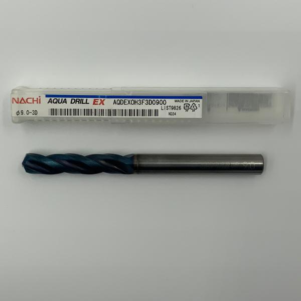 Nachi Solid Carbide 3 Flute Drill .3543 (9mm) Cutting Dia X 1.77 Flute Length Coolant Thru