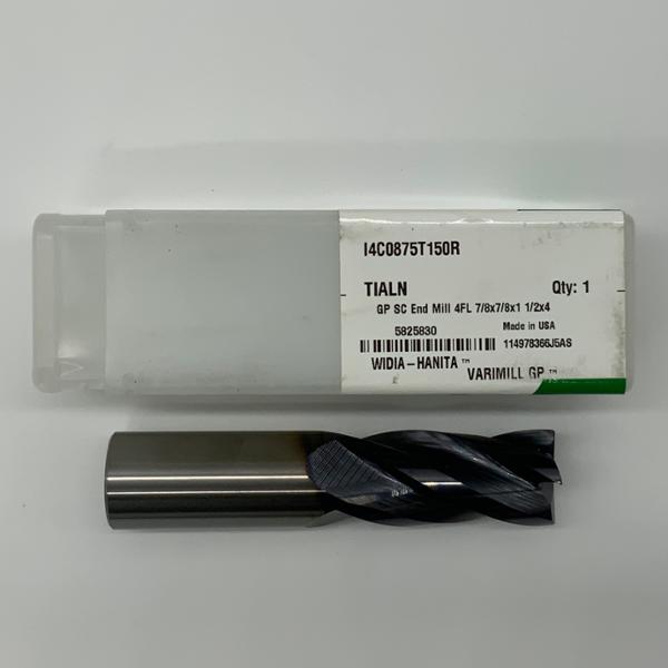 Widia Solid Carbide 4 Flute Endmill .8750 (7/8”) Cutting Dia X 1.50 Flute Length With .02 Corner Chamfer